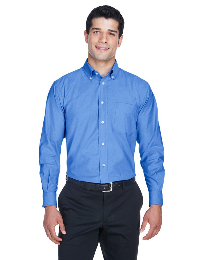 Harriton M600 Men's Long-Sleeve Oxford with Stain-Release - ACU PLUS